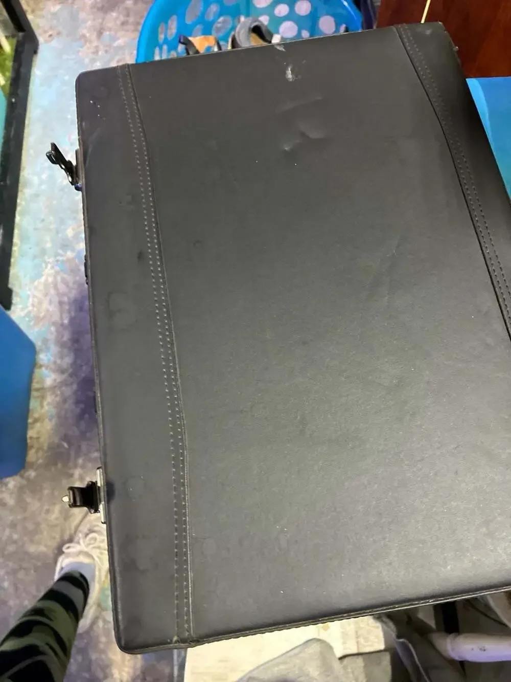 Vintage Black Hard Shell Attache Briefcase with Dual Combination Locks